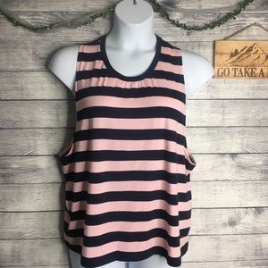 4/$25 J. Crew Pink & Navy Blue Striped Muscle Tank
